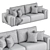 Stylish Gray Sofa Settee Solution 3D model small image 3