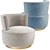 Luxury Velvet Swivel Armchair | 3 Colors 3D model small image 5