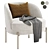 Elegant Fabric Accent Chair 3D model small image 1