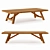 Elegant Basque Teak Coffee Table 3D model small image 1