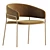 Modern Velvet Stool in Midnight Blue 3D model small image 3
