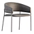Modern Velvet Stool in Midnight Blue 3D model small image 6