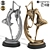 Golden Black Dancer Statues Pair 3D model small image 1