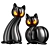 Pumpkin Cats Halloween Decor Set 3D model small image 1