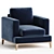 Elegant Covex Wood Armchair 3D model small image 1