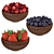 Wooden Bowl Berries Set (3 Bowls) 3D model small image 1