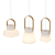 Glass Pendant Lamp with Wood Accent 3D model small image 3