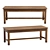 Vintage English Oak Dining Table 3D model small image 1