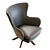 Crete&Barrel Grey Leather Wingback Chair 3D model small image 2