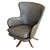 Crete&Barrel Grey Leather Wingback Chair 3D model small image 4
