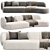 Modern Swell Fabric Chaise Sofa 3D model small image 2