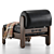 Modern Heirloom Black Leather Chair 3D model small image 2