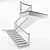 Modern Metal-Wood Staircase - White 3D model small image 4