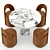 Italian Marble Dining Table Set 3D model small image 2