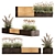 Rustic Bench with Ornamental Grasses 3D model small image 1