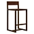Rustic Leather Square Guest Stool 3D model small image 1