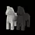 Dala Horse Concrete Statuettes Set 3D model small image 1