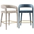 Velvet Lisette Dining Armchair Trio 3D model small image 3