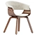 Modern Walnut Wood Dining Chair 3D model small image 2