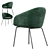 Elegant Emerald Velvet Dining Chair 3D model small image 3