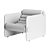 Sleek Italian Leather Lounge Chair 3D model small image 3