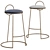 Velvet Low Back Bar Stools 3D model small image 1