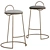 Velvet Low Back Bar Stools 3D model small image 2