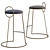 Velvet Low Back Bar Stools 3D model small image 3