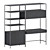 Homescapes Modular Wall Desk Black 3D model small image 1