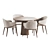 Modern Dining Set with Elegant Upholstered Chair 3D model small image 3