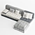 Modern Gray Maili Sectional Sofa 3D model small image 3