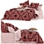Clover Tufted Wine Quilt Cover 3D model small image 2