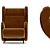 Luxury Cadillac Armchair with Pouf 3D model small image 12