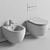 Italian Wall-Mounted Bidet/Toilet Set 3D model small image 2