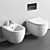 Italian Wall-Mounted Bidet/Toilet Set 3D model small image 3