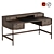 Oak Texture Writing Desk 3D model small image 1