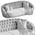 Luxury Round Blue Velvet Sofa 3D model small image 5