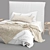 Luxury Linen Bed with Bedhead 3D model small image 3