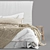 Luxury Linen Bed with Bedhead 3D model small image 5