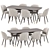 Modern Extendable Dining Set 3D model small image 1