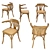 Antique Natural Wooden Vienna Chair 3D model small image 5