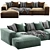 Luxury Arflex Sofa Longue Chaise 3D model small image 4
