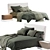 Sleek Modern Bed Green 3D model small image 1