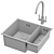 Sleek Stainless Steel Kitchen Sink 3D model small image 8