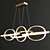 Elegant LED Linear Chandelier Brushed Gold 3D model small image 2