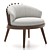 Modern Upholstered Armchair in Walnut 3D model small image 1