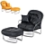 Designer Leather Lounge Chair Set 3D model small image 1