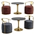 Velvet Gray Chair Gold Accents 3D model small image 1