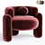 Modern Velvet Armchair by Royal Stranger 3D model small image 3