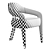 Modern White Boucle Dining Chair 3D model small image 6